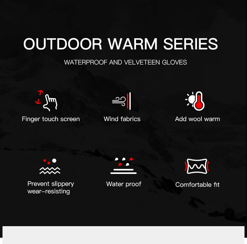 Description Picture 3 of itemAutumn Winter Outdoor Cycling Gloves Gym Fitness Sports Running Warm Touch Screen Nonslip Gloves Motorcycle Gloves Men Black
