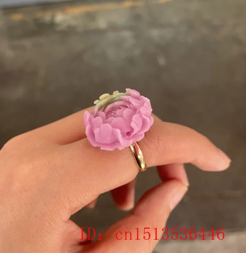 Yanyuan Agate Jade Butterfly Flower Pixiu Adjustable Ring Carved Women Jewelry Gemstones Accessories Energy Charm Real Beaded 6