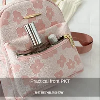 PU Leather Shoulder Mini Small Backpack Multi-Function Ladies Phone Pouch Pack Flower Print Ladies School Backpack Bag for Women 5