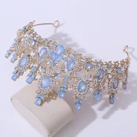 Silver Color Pink Opal Royal Queen Wedding Crown Rhinestone Crystal Bridal Diadem Pageant Headdress Bride Tiara Hair Accessories - Image 4