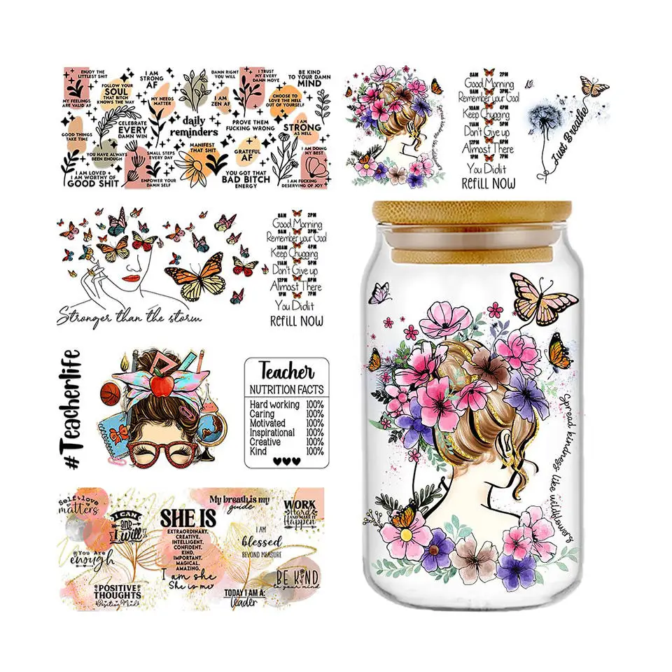 16oz 20oz 24oz Easy Peel Waterproof Glass Transfers uvdtf Crystal Stickers uv dtf Cup Wraps 3d stickers,cup wraps