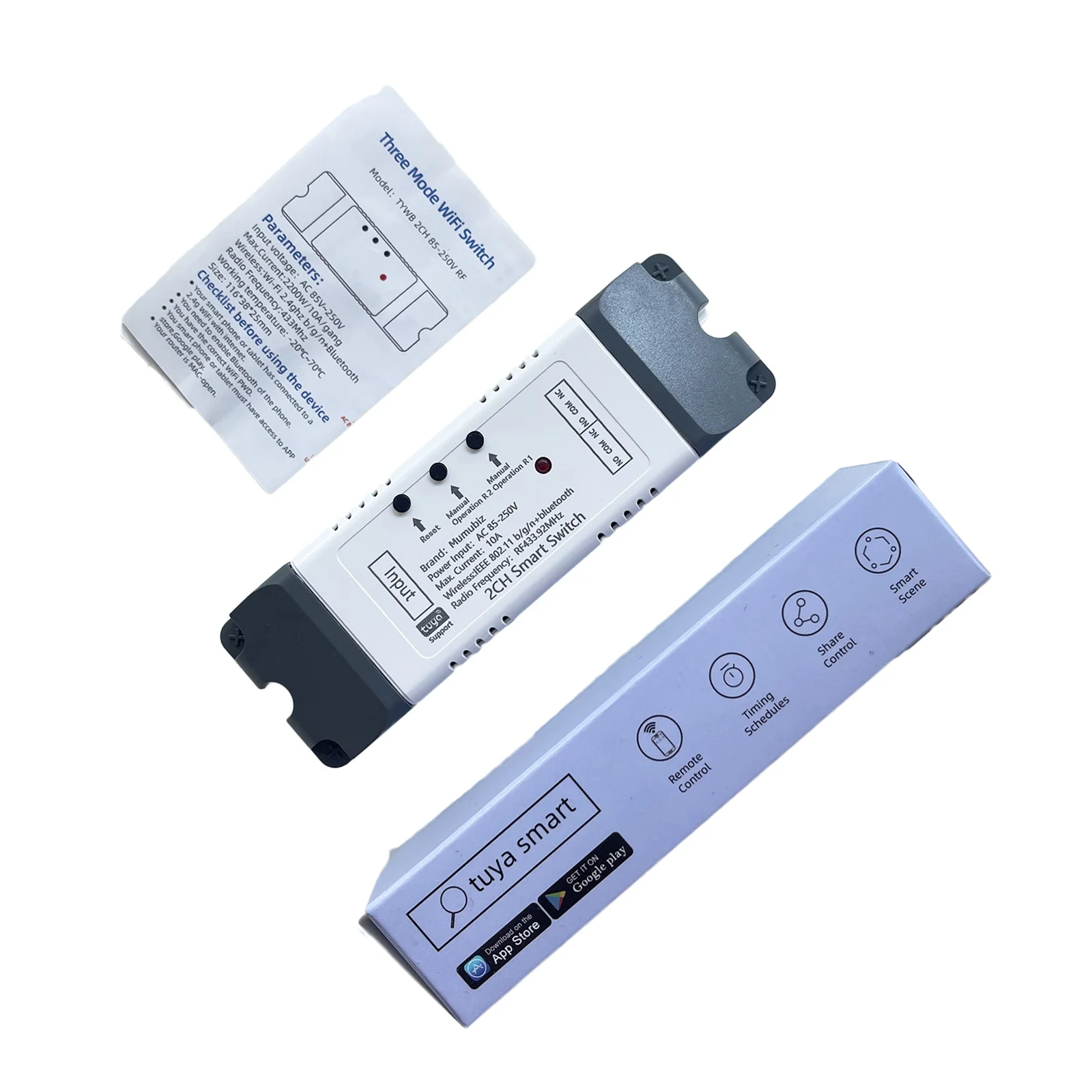 Tuya Smart Life WiFi Switch 90-250V Dry Contact Relay InterLock/ Selflock/ Momen