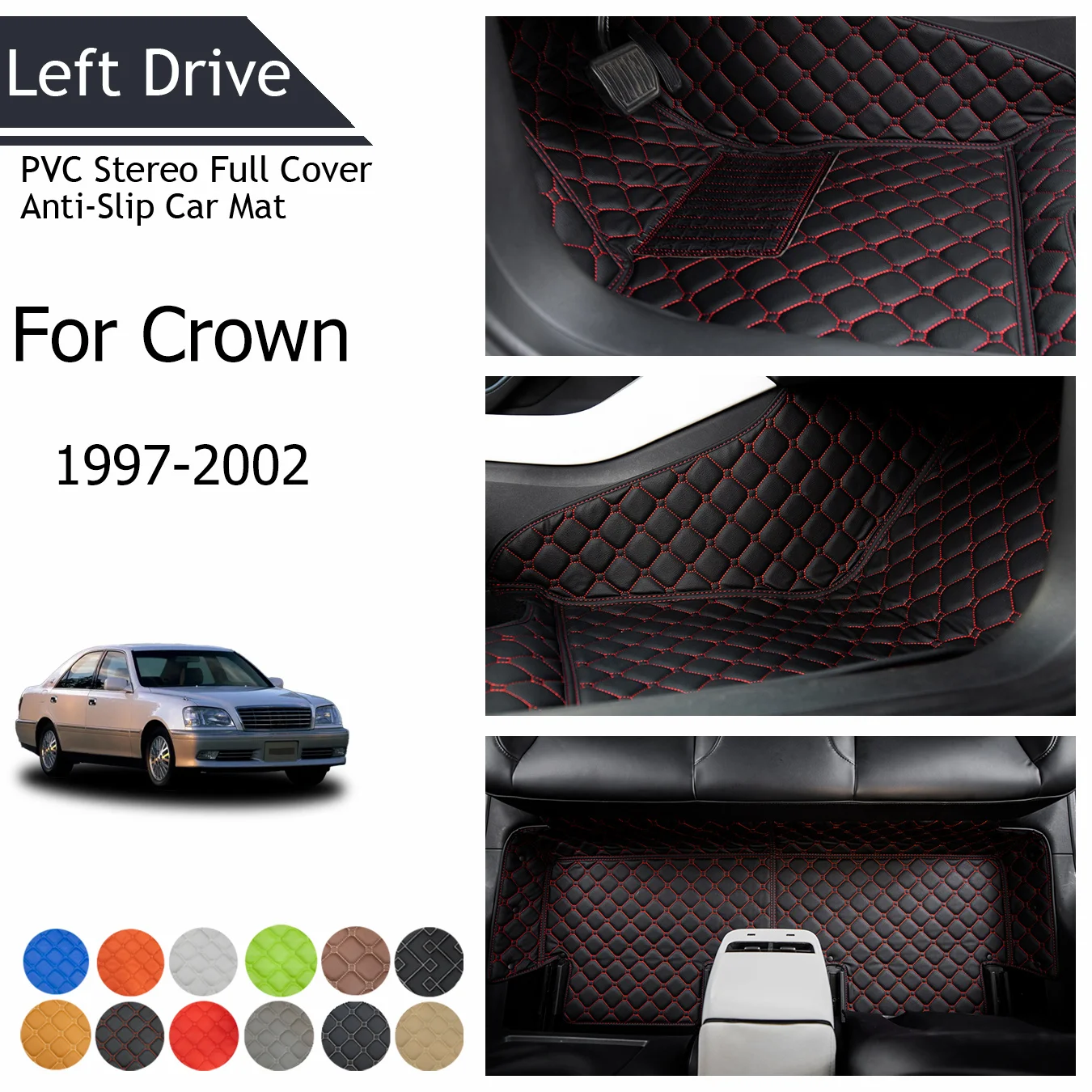 

TEGART【LHD】Fits for Toyota Crown 1997-2002 Three Layer PVC Stereo Full Cover Anti-Slip Car Mat Car Accessories Car Floor Mats