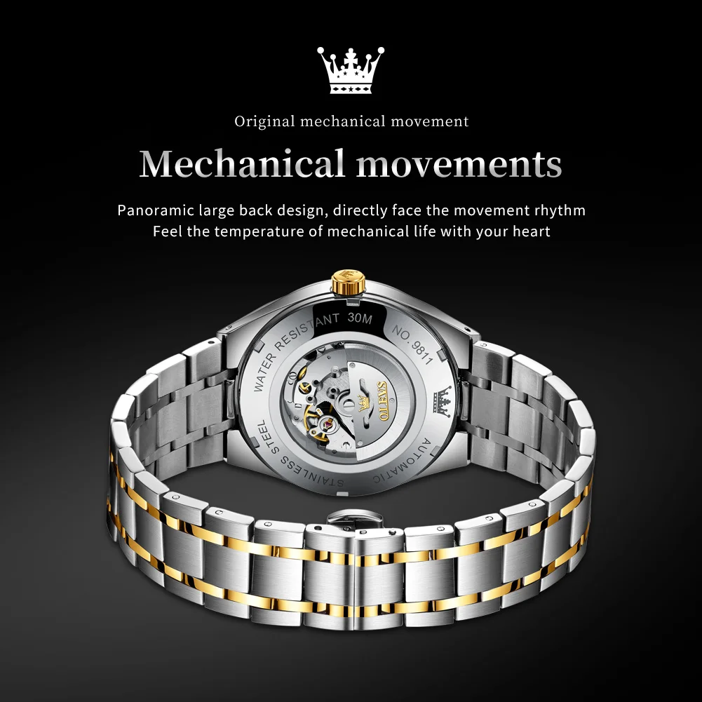Reloj mecánico automático OLEVS 9811 para hombre, de negocios, clásico, de moda, con diamantes, doble calendario, resistente al agua, de marca de lujo._voghion.com