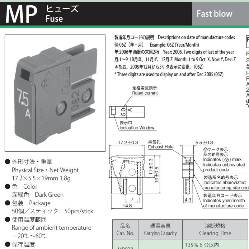 Lot De 10 Fusibles MP75 7.5A Pour FANUC (Daito Alarm) - Neufs, Livraison Gratuite