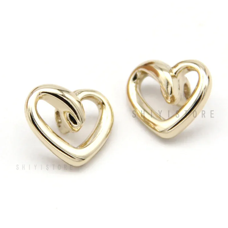 12mm Heart Gold Metal Shank Shirt Cute Buttons For Clothing Doll Children Dress Little Decorations Sewing Accessories Wholesale