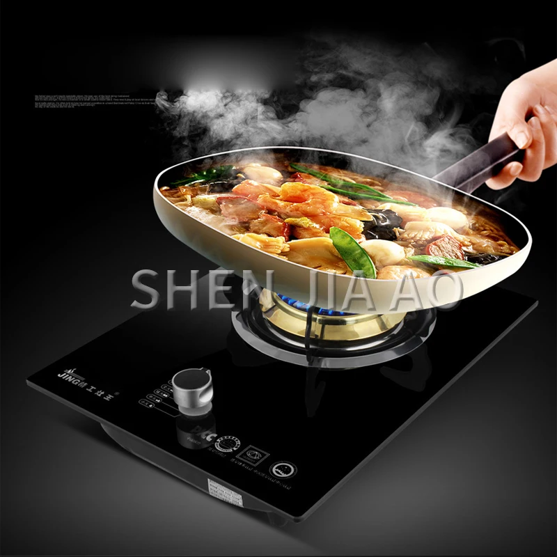 Natural Gas Stove Liquefied Gas Stove Household Tempered Glass Embedded Pulse Ignition Single Head Stove Copper Fire Cover 6