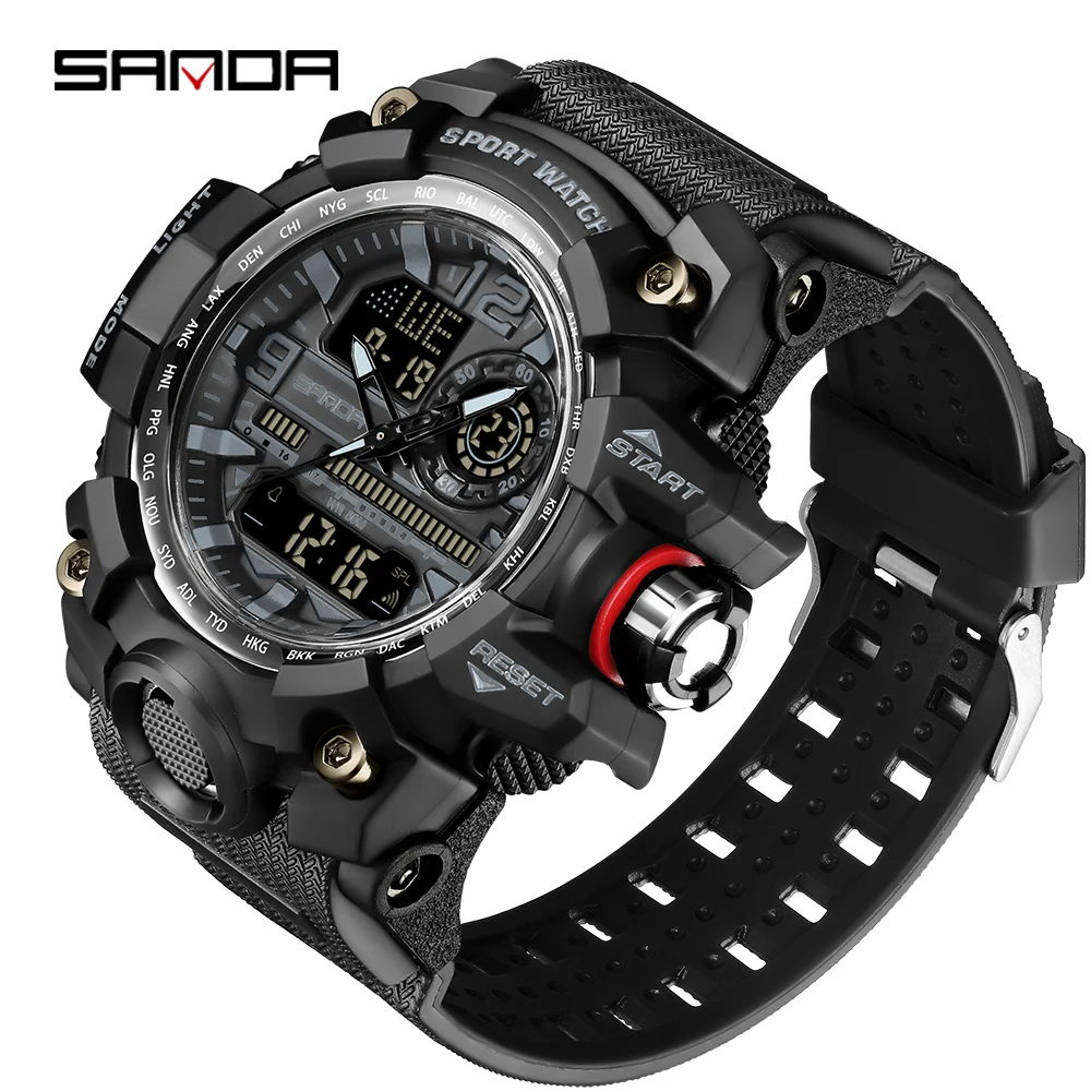 Mens Military Sports Wristwatch Waterproof Dual Display Analog Digital LED Electronic Quartz Watches Men Support Dropshipping handheld mini digital oscilloscope 2 5msa s 200khz analog bandwidth support auto 80khz pwm and firmware updated