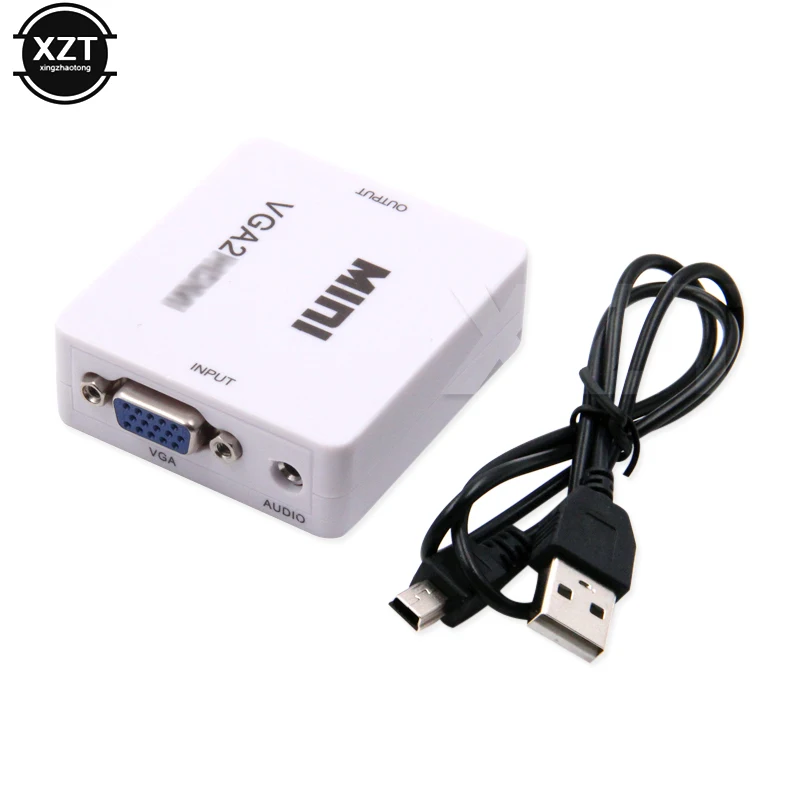 새로운 핫 VGA2HDMI 미니 VGA-HDMI 변환기, 1080P 오디오 어댑터 커넥터, HDTV 프로젝터 노트북 PC 용