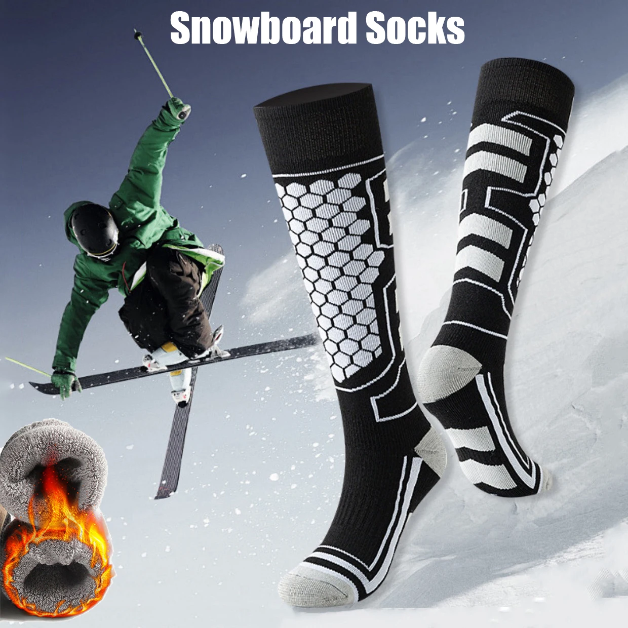 الرجال النساء على الجليد الجوارب الركبة عالية الشتاء الاحترار الجوارب الحرارية الرياضة في الهواء الطلق المشي لمسافات طويلة الطقس البارد الدفء الجوارب المهنية