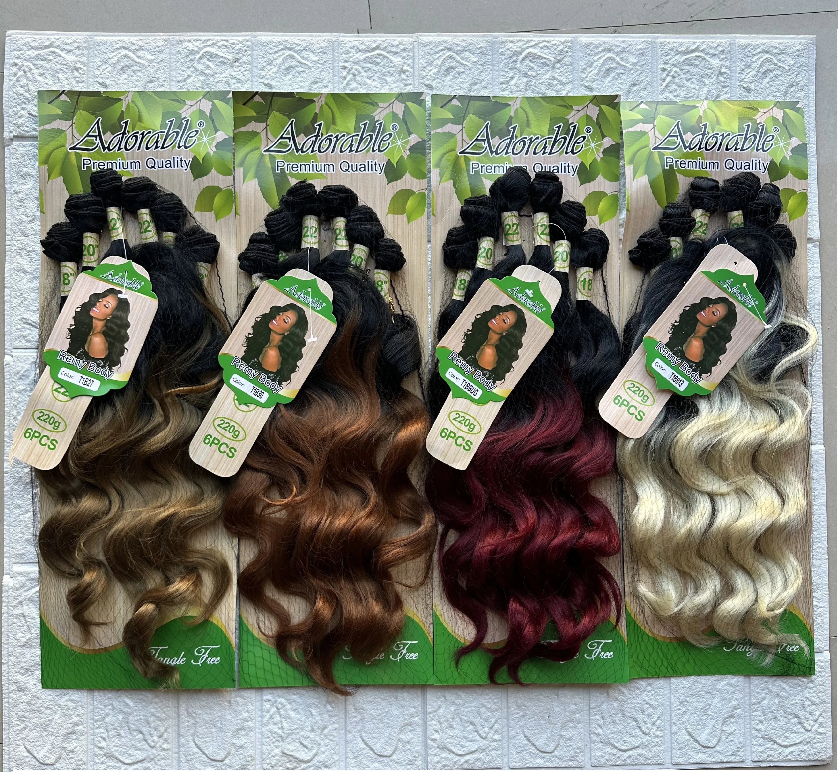 Adorable Synthetic Hair Weaves and Blends Remy Body Wave Wigs Bundles Weave Extensions 6pcs18'18'20'20” 22“22”Lace Closure - 3