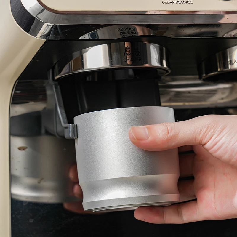 Tazza dosatrice caffè, Anelli dosatori caffè Raccoglitrice polvere caffè Lega di alluminio Anti Volanti Anelli dosatori caffè Contenitore ricevitore polvere 58mm (Grey