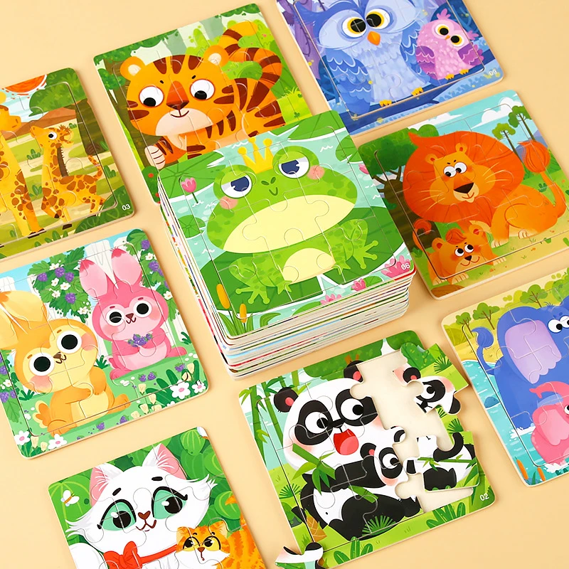 

9 pieces of children's jigsaw puzzle cartoon cartoon animal transportation puzzle 2-6 years old baby early childhood educational