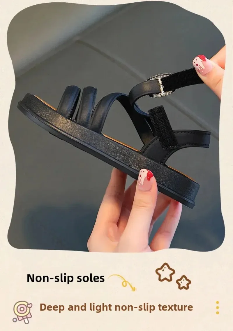 Description Picture 6 of item1-10Years Children's Sandals Baby Girls Summer New Cool Fashion Korean Princess Cute Versatile Skirt Pants Shoes for Students