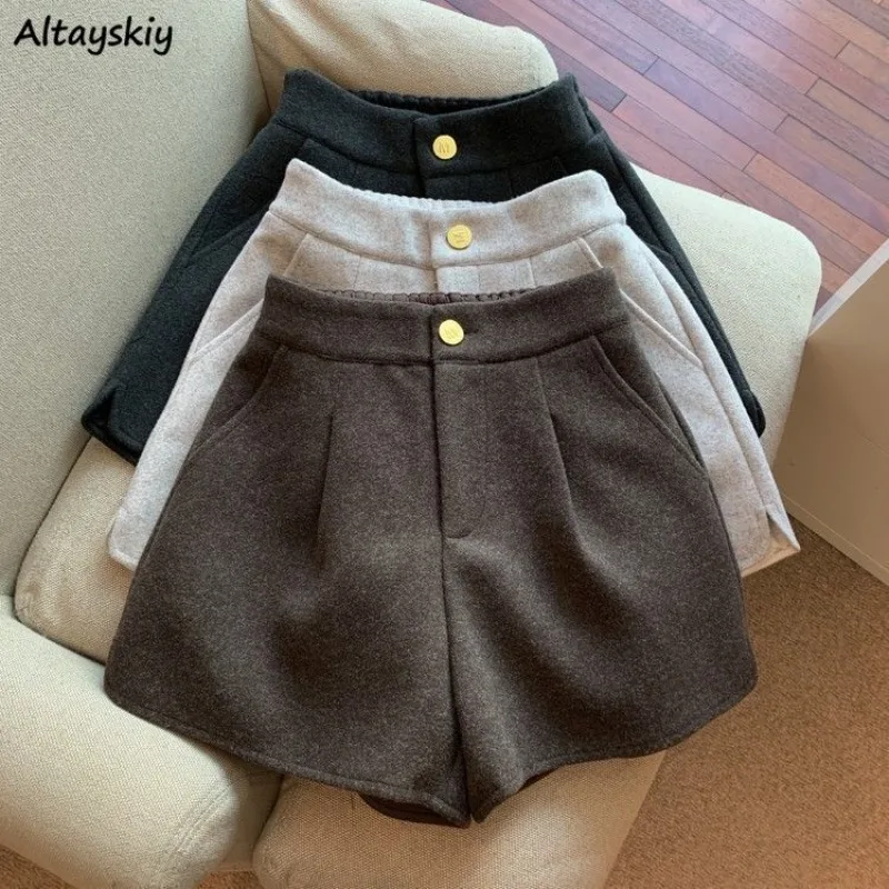 New Autumn Winter Woolen Korean Chic High Waist Shorts Women 2025 Shorts main image 1