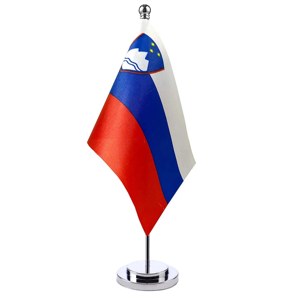 

14x21cm Slovenia Desk Small Country Banner Meeting Room Boardroom Table Standing Pole The Slovenian National Flag