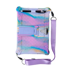 Universal Shockproof Silicone Tablet Case with Stand and Strap - Fits 9.7-10.1 Tablets for 10.1inch Tablet case (Colorful Purple-Belt)