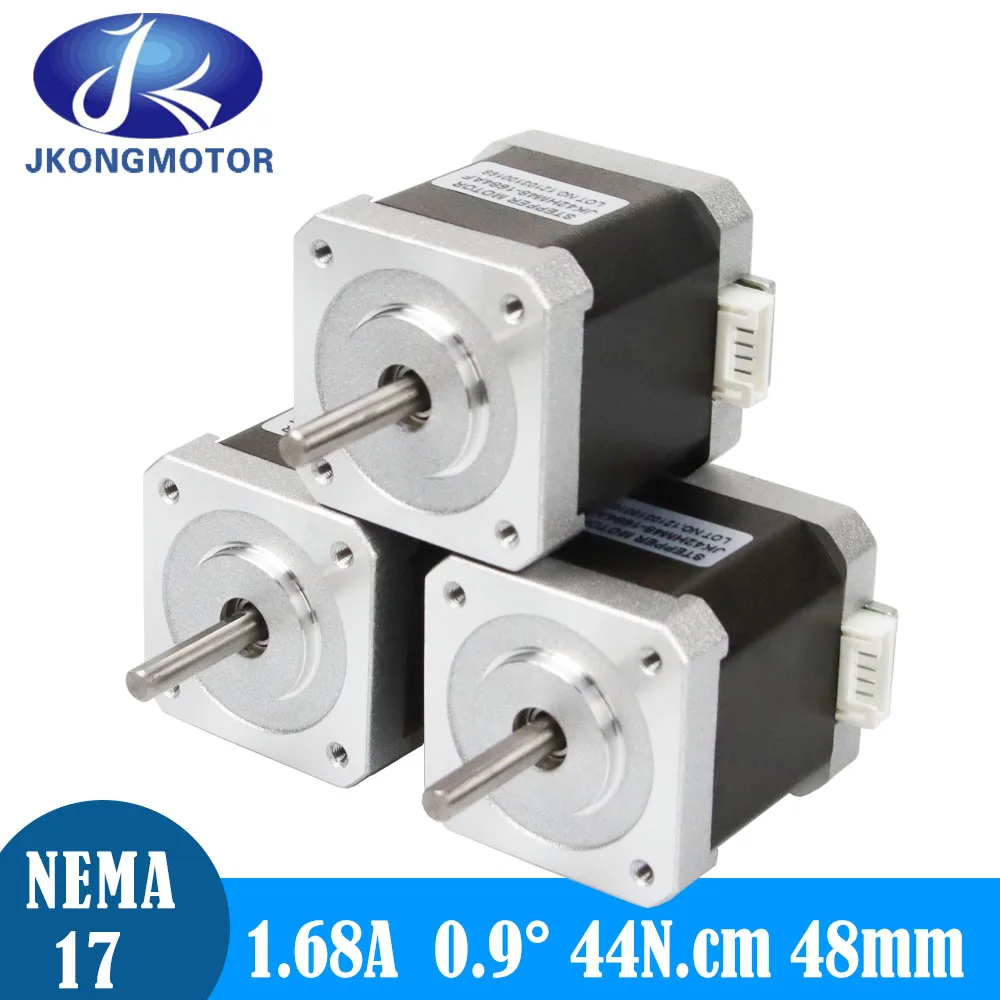 Jkongmotor 0.9deg Motor de Passo Nema 17 1.68a 48 mm 44ncm D-cut Nema17 Eixo Redondo Motor de Passo para Impressora 3d Faça Você Mesmo Cnc Robot