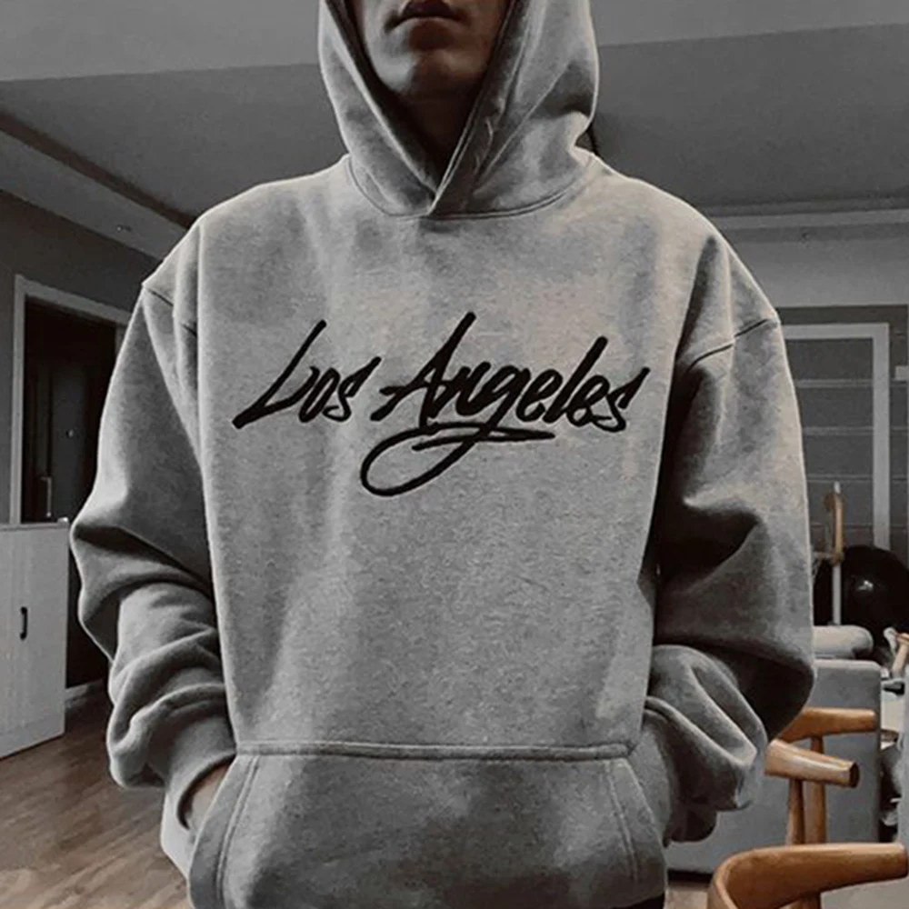 

Мужская бархатная Толстовка в американском стиле, Повседневная Свободная простая Удобная тонкая уличная толстовка с капюшоном и надписью рэп, осень 2023