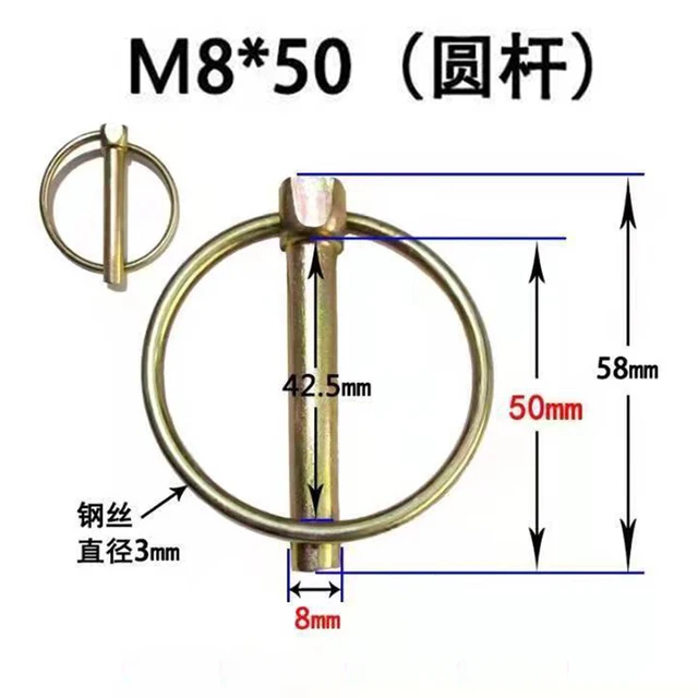 4 Perni Di Sicurezza Lynch 10mm - Per Rimorchio, Trattore, Carrello, Zincati