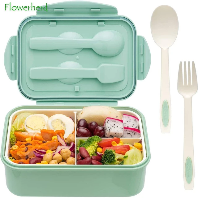 Stainless Steel Divided Lunch Box with Cutlery 37 oz