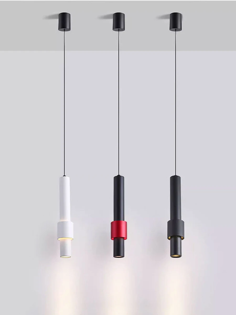 

Modern Led Pendant Lamp Long Tube Lamp Kitchen Island Dining Room Shop Bar Counter Decoration Cylinder Pipe Pendant Lights