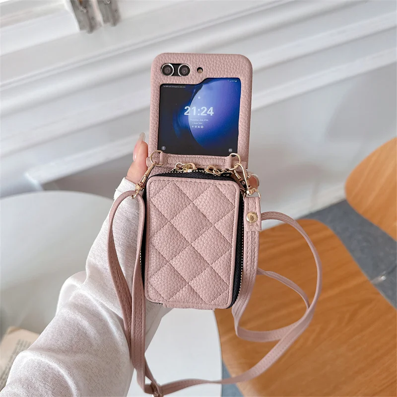 Luxury Crossbody Leather Phone Case with Zipper Wallet and Card Holder
