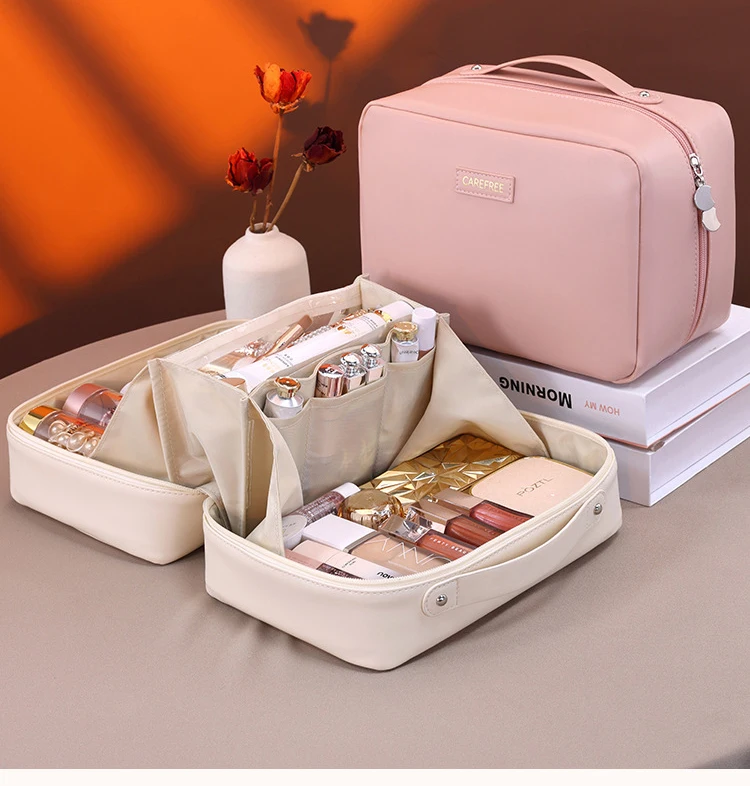 PU Leather Waterproof Cosmetic Bag with Compartments – Large Capacity Makeup Organizer ... - SKU CSB16889 - UGI Packaging