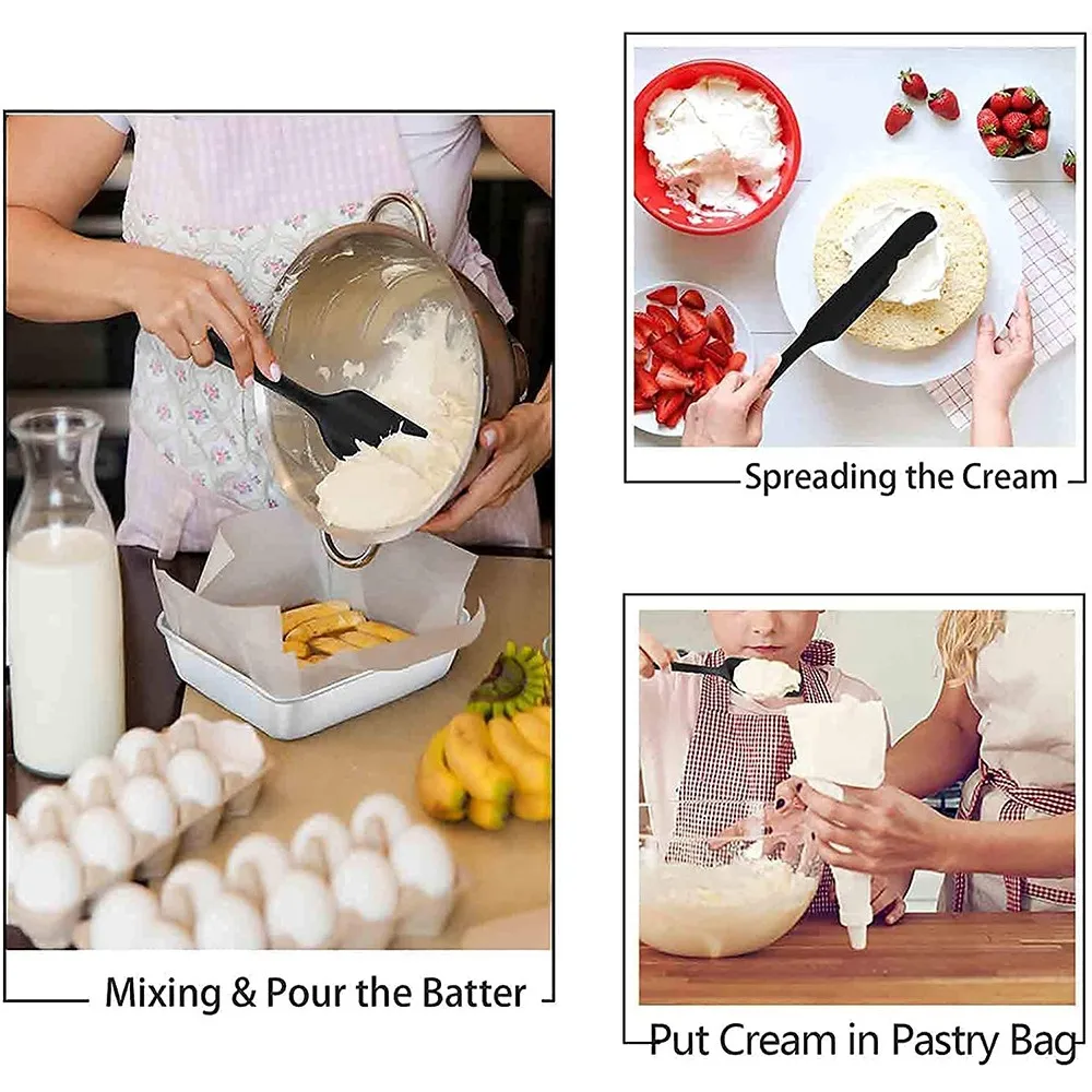 BPA-Free Silicone Cooking Utensils Set Spatulas, Scrapers, Spoons, and Brushes for Baking and Cooking Kitchen Tools