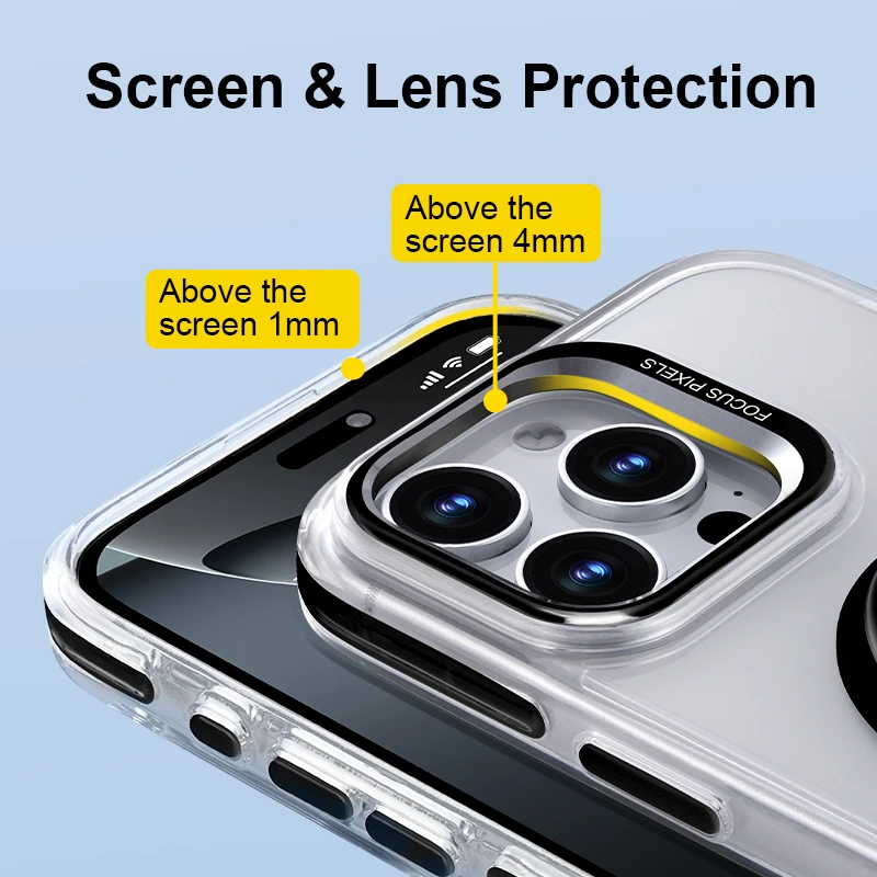 Eary for iPhone 16 15 Pro Max Phone Case with MagSafe 360°Rotatable Magnetic Ring Kickstand Non-Yellowing Protective 16 15 Cover