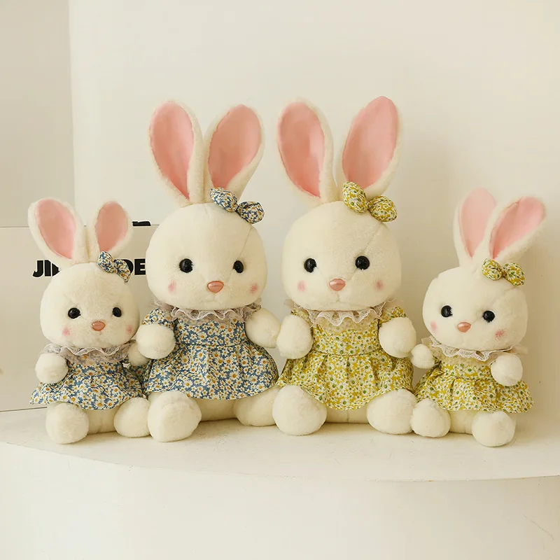 New Cute Floral Skirt Rabbit Plush Toy Doll Cartoon Animal Stuffed Dolls Girl Bed Decoration Birthday Christmas Gifts