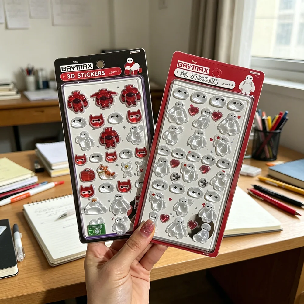 2Pcs 디즈니 Baymax 3D 릴리프 크리스탈 스티커 소년 소녀 보상 스티커 ..