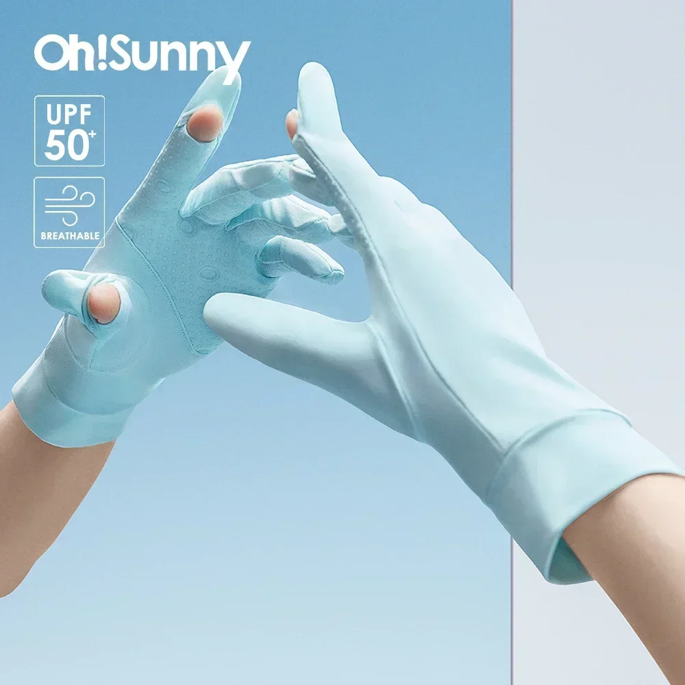 OhSunny Summer Light Breathable Sunscreen Driving Gloves New Tech Ceramic Fabric UPF 2000+ Anti UV Slip For Outdoor Cycling new anti slip breathable mittens cotton driving gloves spring summer full finger gloves stretch sunscreen anti uv guante