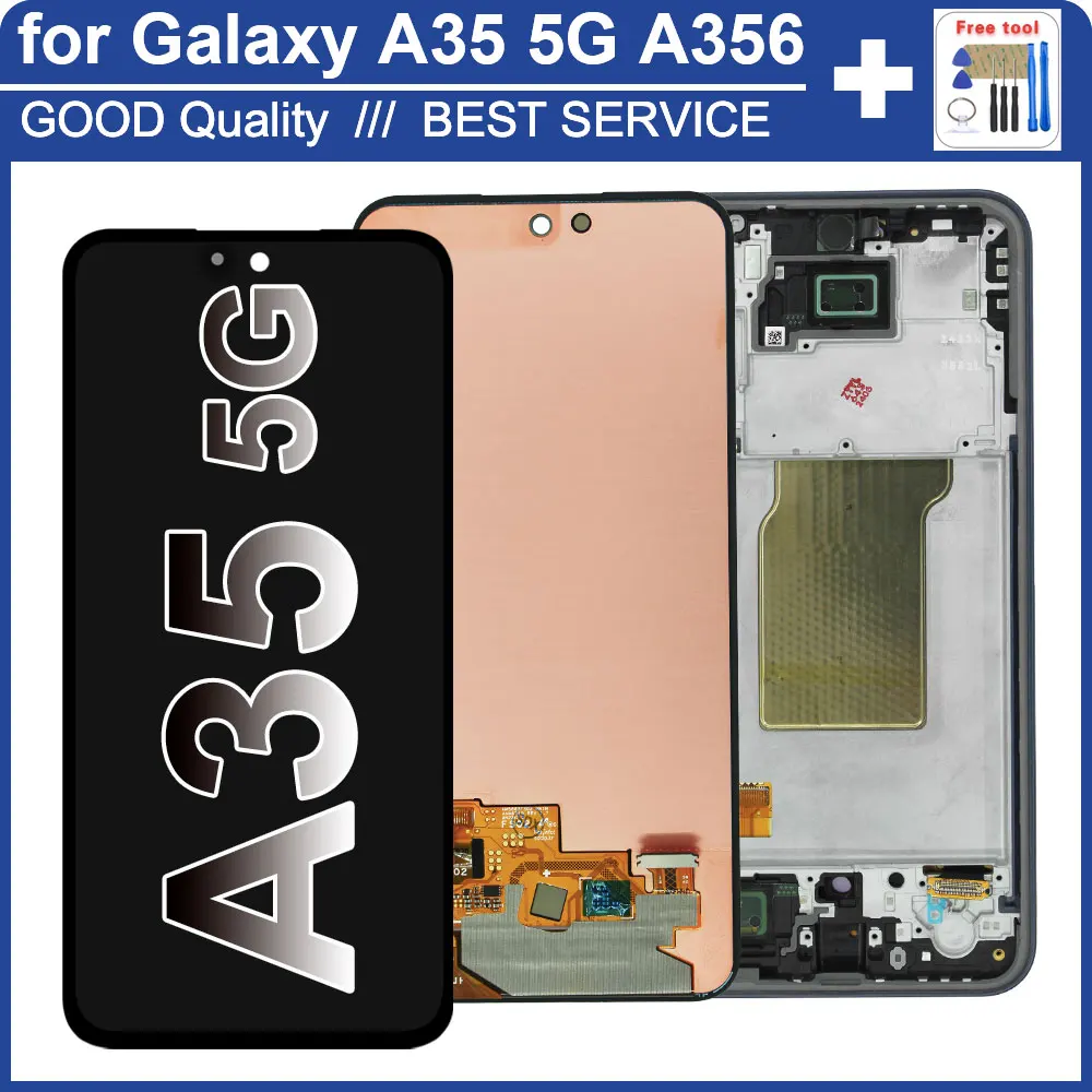 LCD Display Touch Screen Assembly For Samsung Galaxy A35 5G A356B A356U A356E With Frame Replacement lcd display screen smart phone screen replacement