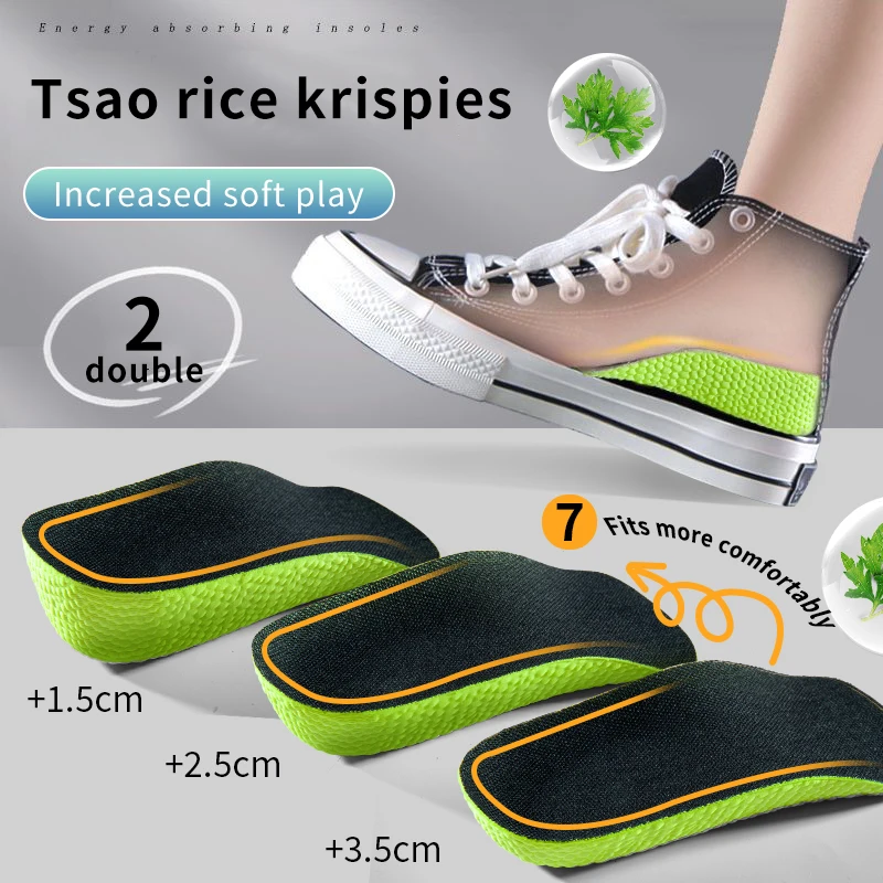 Memory Foam Height Increase Insoles for Men Women Shoes Flat Feet Arch Support Orthopedic Insoles Sneakers Heel Lift Care Insole