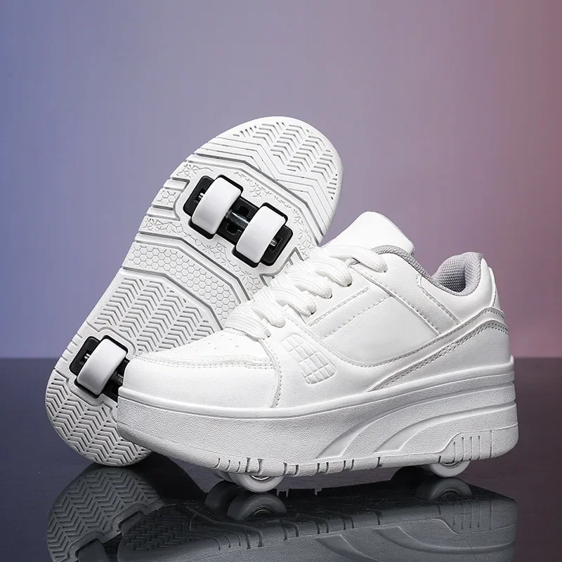 Ultra-Light Four-Wheel Skating Shoes for Students And Children Removable Unisex Wheelled Walking Shoes Sports And Entertainment roller skates