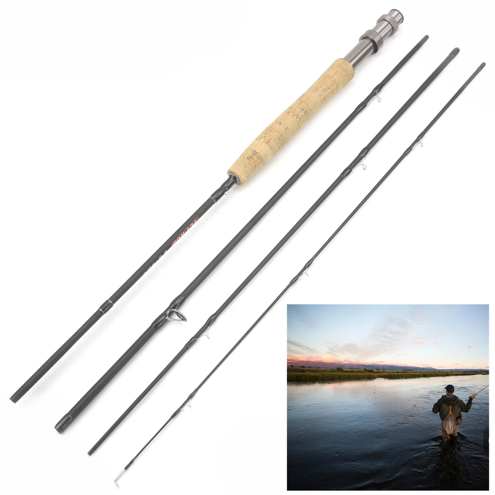 2.1M 2.4M 2.7M 4 Section Fly Fishing Rod Portable Carbon UltraLight Slow  Action Fly Rod Cork Handle Fishing Goods free shipping
