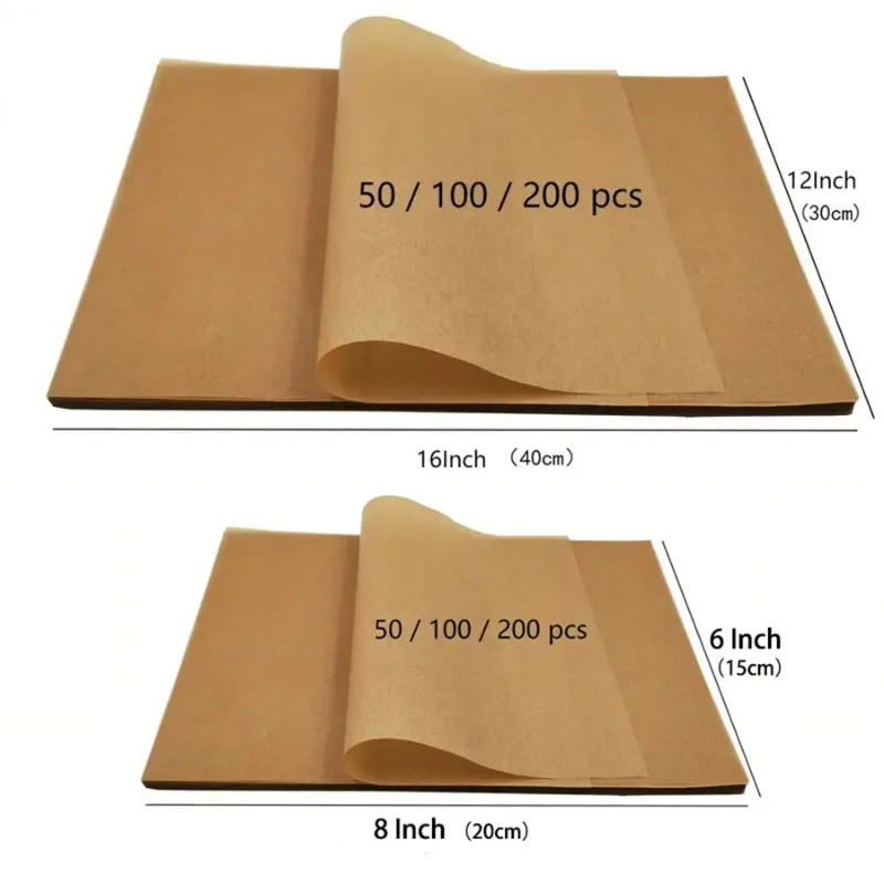 Parchment Paper Baking Sheets 8/16inch Unbleached Non-stick Pre Cut for Baking Cookies Cooking Air Fryer Oven Grilling Air Fryer
