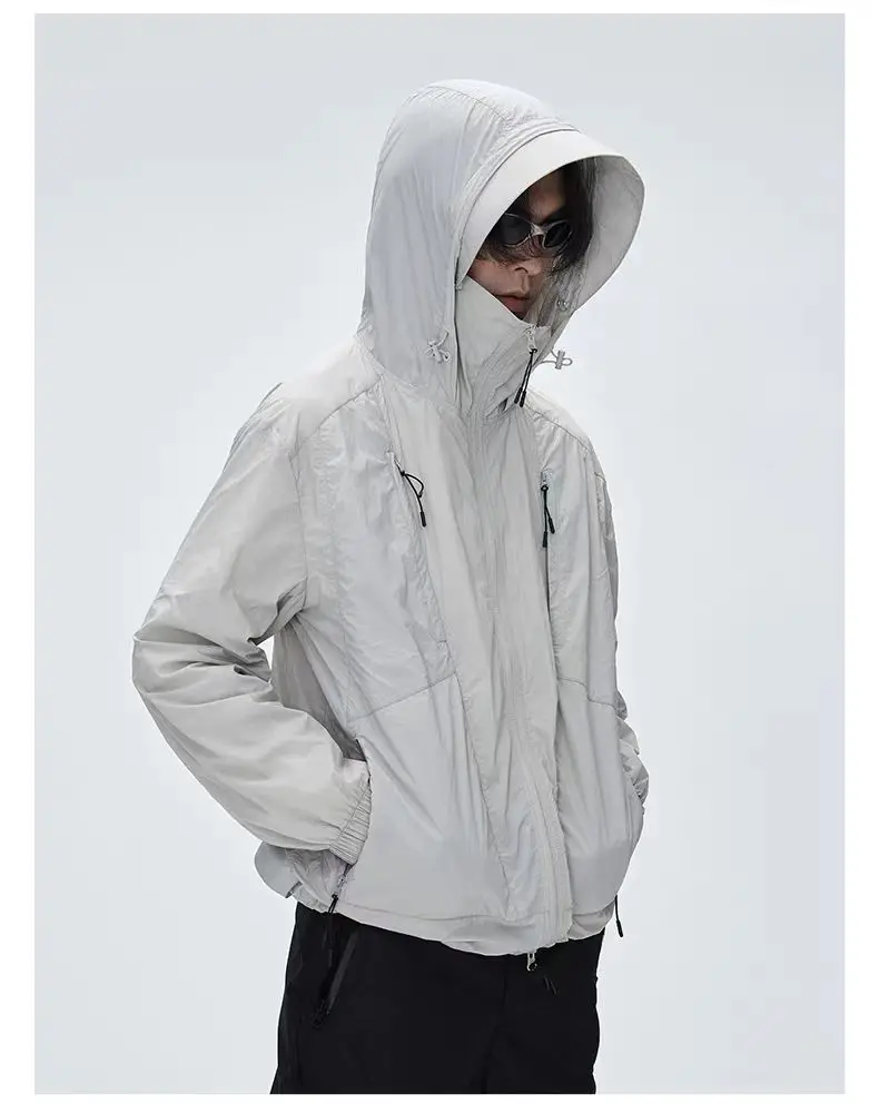 C  Outdoor sunscreen jacket lightweight nylon material back ventilation multipocket techwear aesthetic gorpcore