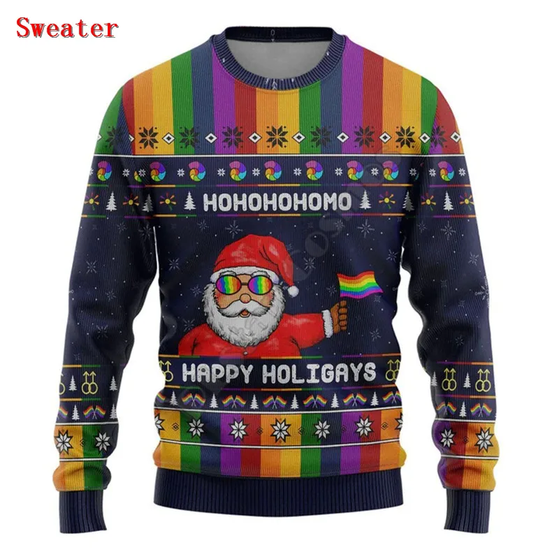 Rainbow Santa Claus Christmas 3D Printed Hoodies Streetwear Women For Men Sweater/Sweatshirt/Zipper Hoodies