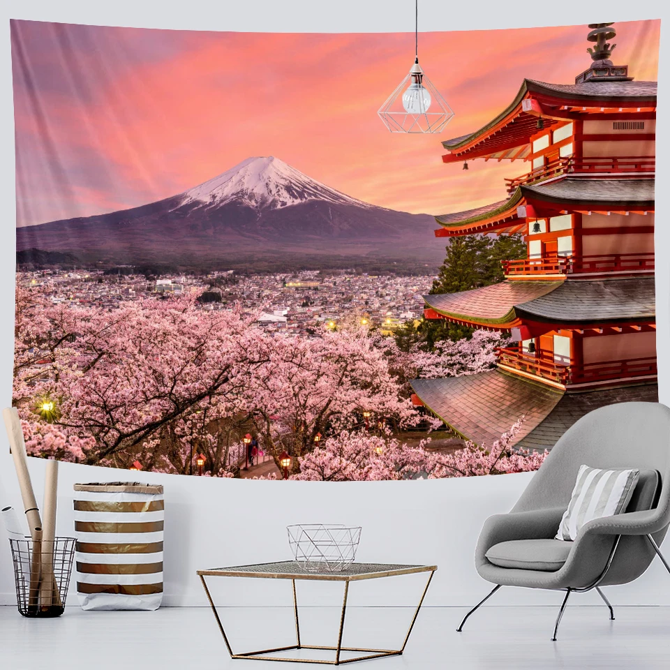 

Japanese Mount Fuji home decoration tapestry Bohemian decorative travel mattress yoga mat Hippie sofa blanket yoga mat