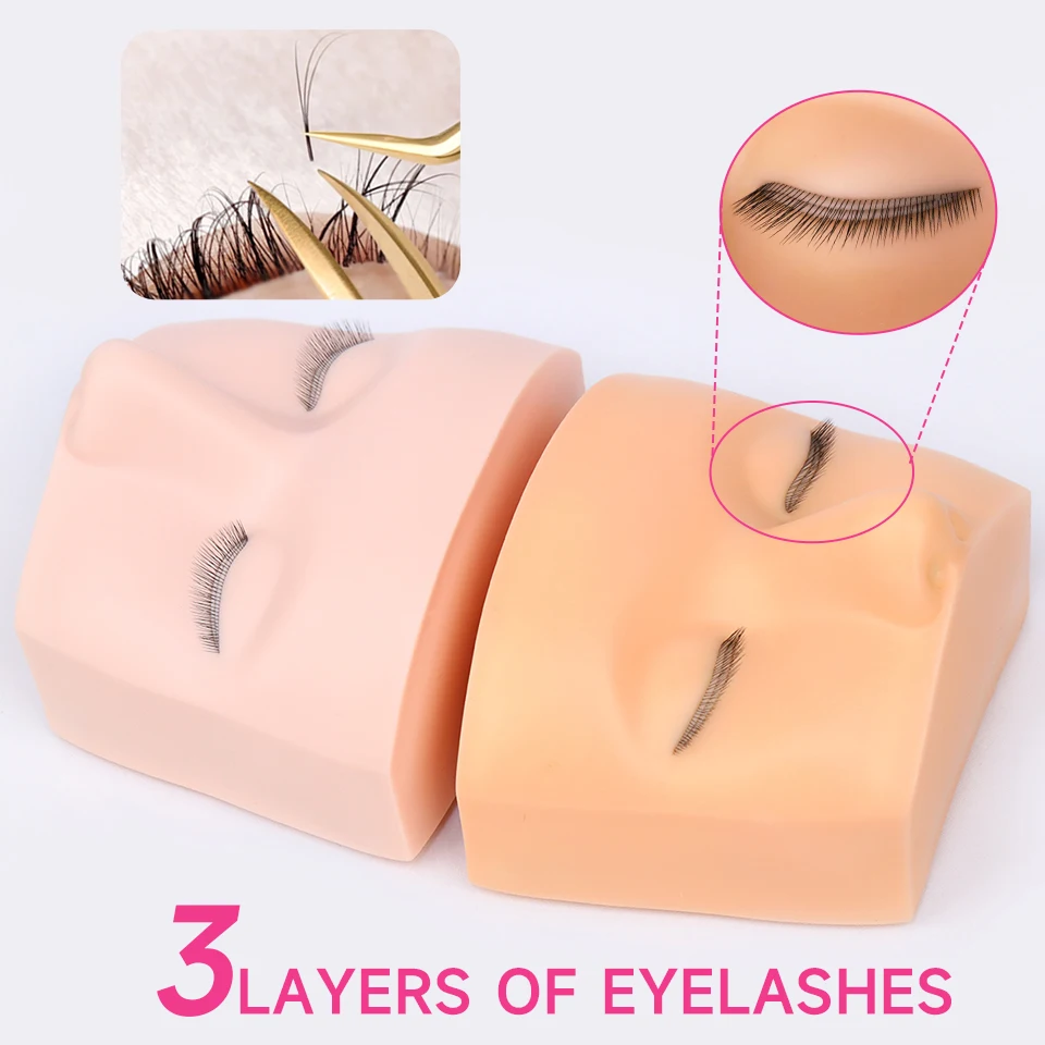 Description Picture 2 of itemEyelash Extension Silicone Practice Mannequin Model Head Replacement Eyelids Beginner Training Head Pads Facial Lash Makeup Tool