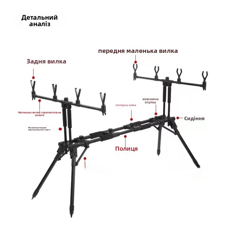 Ele Four-legged Fiing Rod Stand European Sle Far Casting Tripod Aluminum Alloy Fiing Gear Outdoor Cam Travel Su...