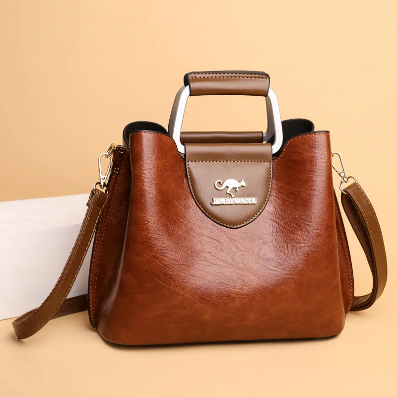 Women's Handbag Women's Shoulder Bag Fashion Purse Vintage Leather Bag Large Capacity Handbag Inclined Shoulder Bag Mom's Bag