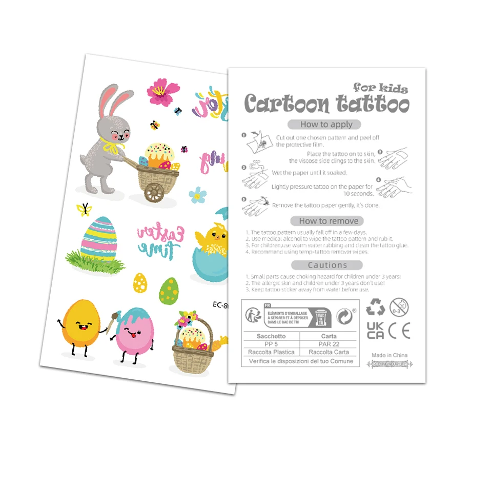 24 Tatuaggi Luminosi Per Pasqua - Adesivi Decorativi Per Bambini - Foto 8