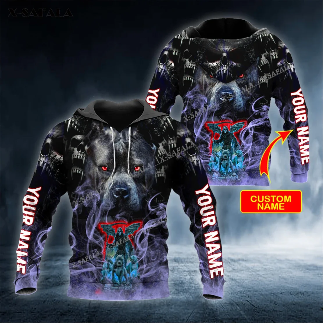 X-SAFALA Grim Reaper Ghost Rider Fire Skull 3D Print Zipper Hoodie 
