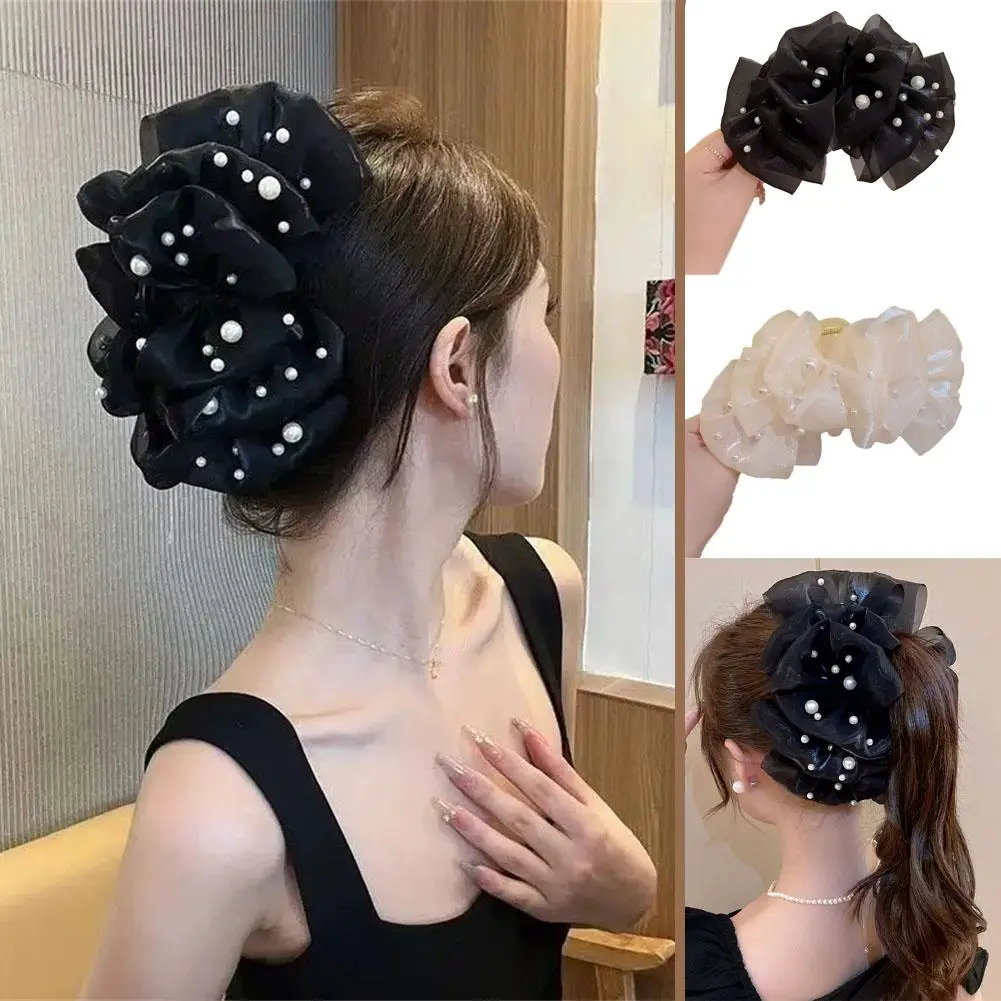 

Bow Mesh Hairpin Summer Sweet Elegant Women Hair Claw Headdress Clip Fashion Accessories Clips Hair Grab Female Princess Q6D3