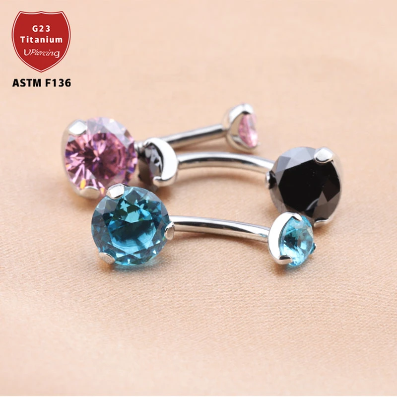 G23 Titanium Sexy Belly Navel Piercing Double Round Cz Heart Set Belly Button Navel Ring