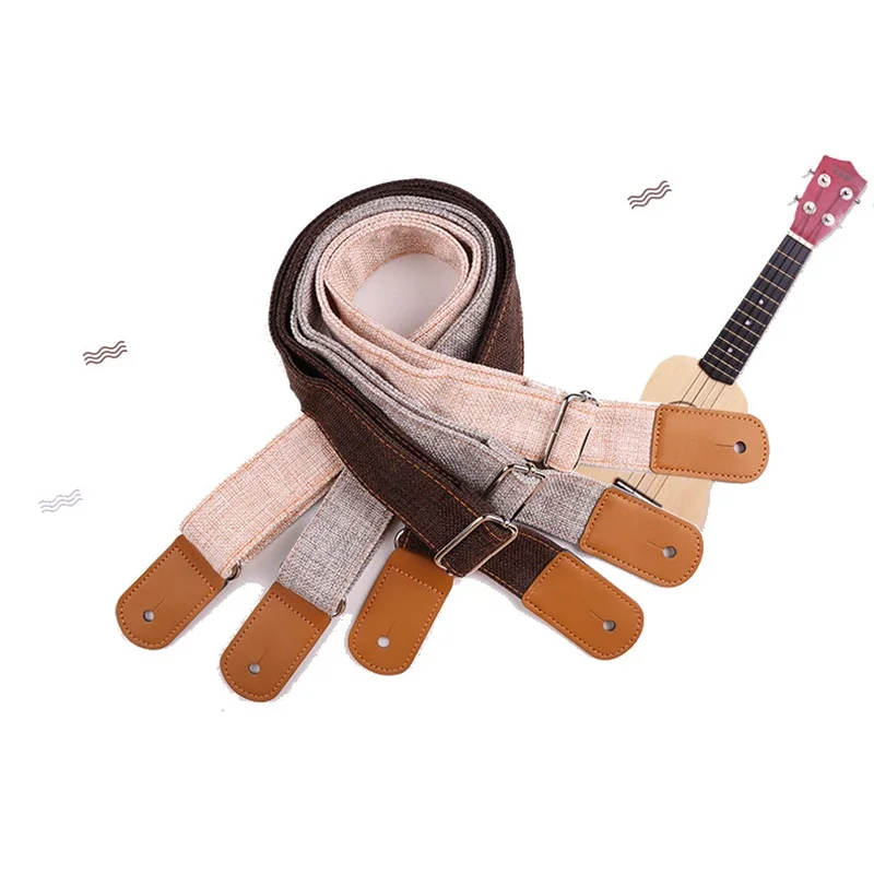 Cotton Musical Accessories Ukulele Strap Solid Color Linen Musical