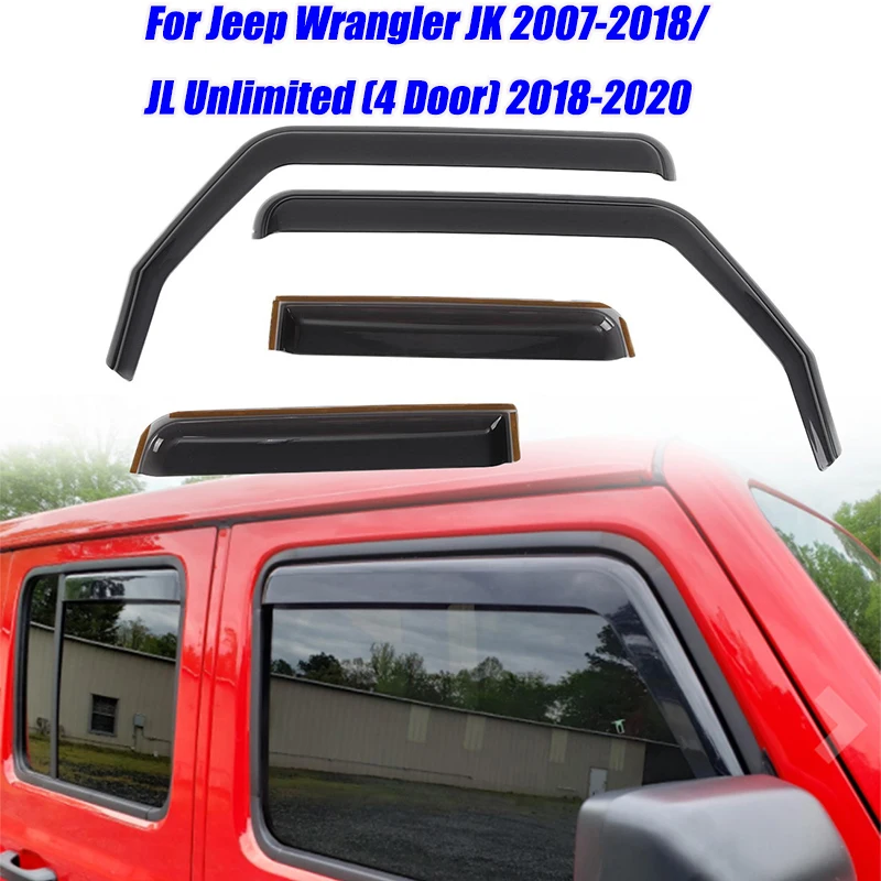 4Pcs Car Side Window Deflectors Window Moulding Trim Weatherstrip For